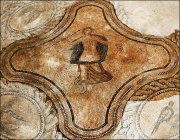 Dtail de la mosaque romaine de Bacchus dcouverte  Nmes